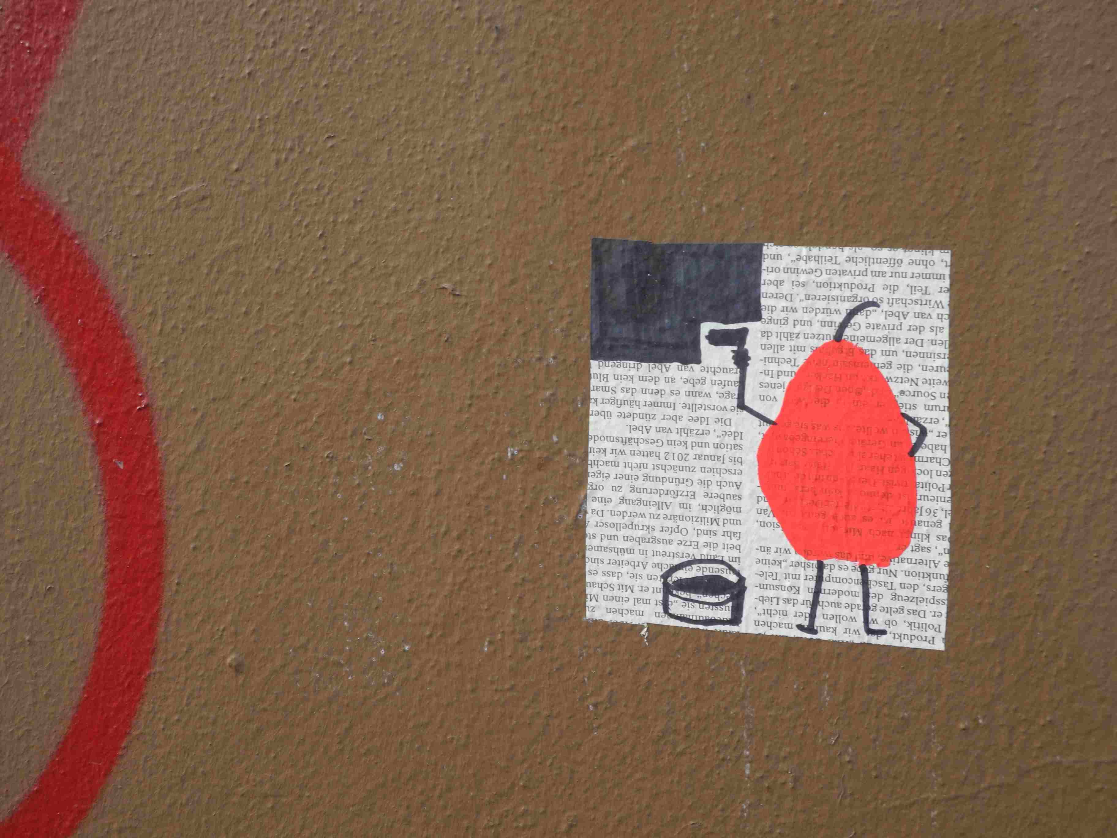 streetart red pear figure